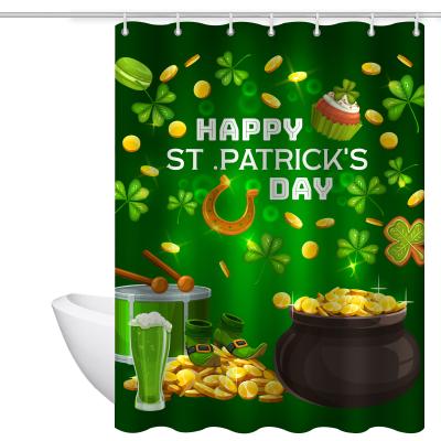 China Sustainable 3D Digital Printing Polyester Waterproof St. Patrick's Day Shower Curtain With Hooks Be Shower Rooms for sale