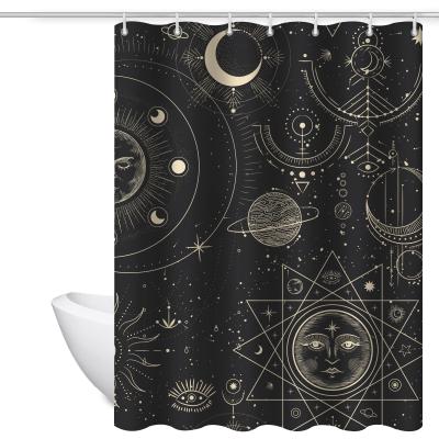 China Factory Direct Stocked Custom Polyester Hookless Black White Shower Curtain For Hotel Shower Curtain Liner Curtain Customized for sale