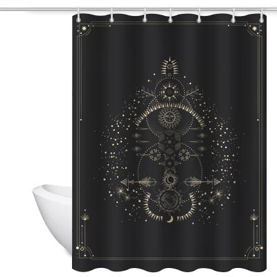 China Factory Direct Stocked Custom Polyester Hookless Black White Shower Curtain For Hotel Shower Curtain Liner Curtain Customized for sale