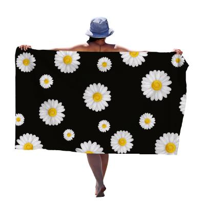 China Custom Printing Boho Bag 90*180 100% Cotton Staples Promotion Disposable Poncho Beach Towel Microfiber Surf for sale