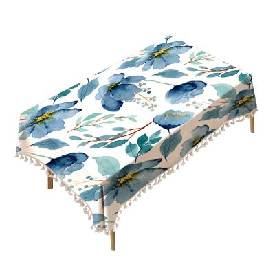 China Modern The New Soccer Vinyl Farmhouse Autumn Floral Flannel Backed Plastic Cloth Embroidery Listing Tablecloth for sale