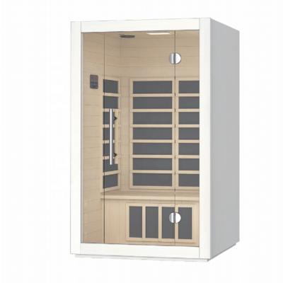 China Far Infrared Panel Sauna Room 2/3 Person With Hemlock Saunaking Windows Transom And Panel Melamine Surface for sale