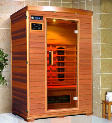 China Computer Control Panel Luxury Carbon Combination Sauna Far Infrared EMF Indoor Sauna and Low Red Light for 2 Person for sale