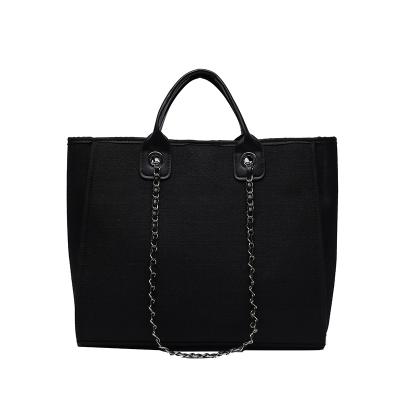 China Fashion Solid Tote Bag Large Capacity Strappy Handbag Ladies Outlet Solid Tote Bag for sale