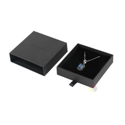 China Recycled Materials Custom Logo Pull Out Drawer Gift Packaging Black Slide Jewelry Box for sale