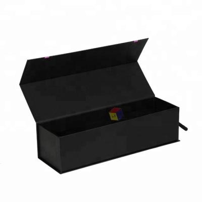 China Recycled Materials Free Design Wholesale Custom Luxury Black Magnetic Paper Packing Cardboard Simple Red Wine Gift Box for sale