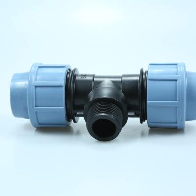 China Factory Customized HDPE Compression 3 Way Corner PP Tee Irrigation Pipe Fittings For Water Supply for sale