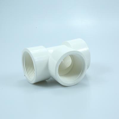 China PVC Tee Connector Irrigation Greenhouse Watering Garden Tools Repair Fitting Tee 3 Way 45 Degree PVC Tee Hose Fittings for sale