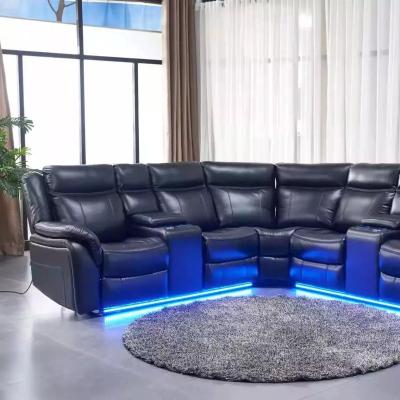 China 2022 Extendable Best Selling Sectional Sofa With Power Recliner And LED Leg for sale