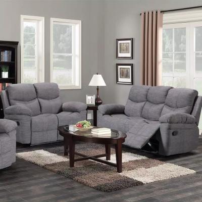 China Other Italian style good quality manual movement recliner gray fabric sofa sets for living room furniture sofa for sale