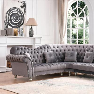 China 2022 Living Room Sofas Luxury Velvet Fabric Upholstered Corner Sofa L Shape for sale