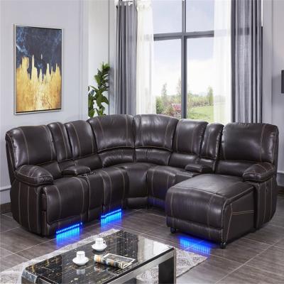 China 2019 Luxury corner sectional sofa sofa living room sofa with foot lighting recliner sofa set for sale