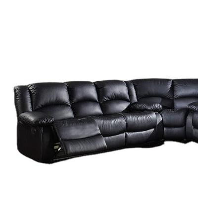 China 2021 Reclining Living Room Sofas Faux Leather Recliner Corner Sofa Set With Chaise for sale