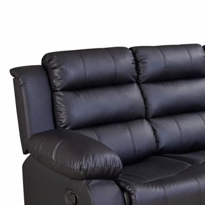 China 2021 Wholesale furniture decked with high quality cheap price black leather recliner sofa 3 seater for sale