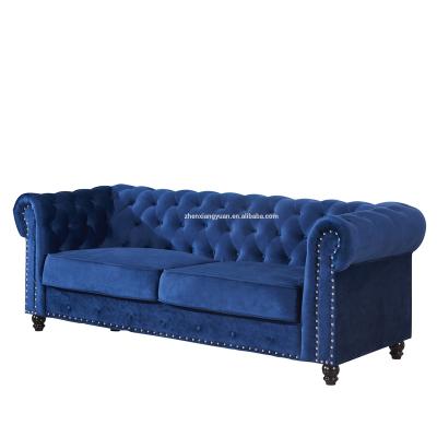 China 2020 Classic Polyester Tufted Chesterfield-SF1726 Blue Velvet Chesterfield Sofa Button Tufted 3 Seater for sale