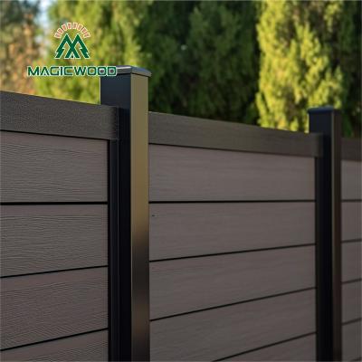 China New Product Easily Assembled Anti Slip Surface Yard And Garden Fence Crack-Resistant Wpc Security Fence With Peach Post for sale