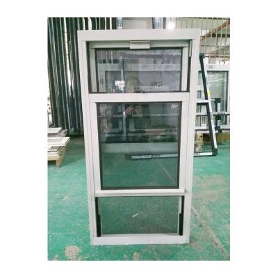 China Magnetic Screen Double Tempered Glass Insulated Aluminum Top-hung Window With High Quality Vertical Sliding Window for sale