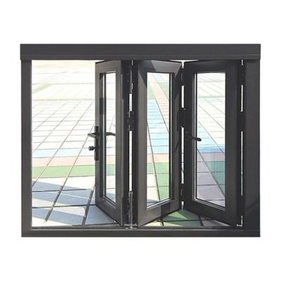 China Magnetic Alu Glass Bifold Fold Screen Aluminum Folding Window for sale