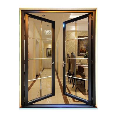 China Waterproof Luxury Tempered Glass Casement Aluminum Front Entry Double Door For Home for sale