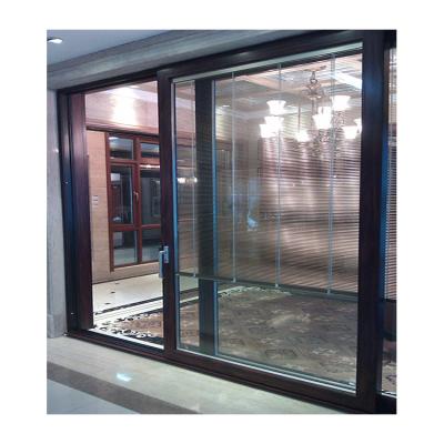 China Security Soundproof Aluminum Glass Elevator Waterproof Luxury Tempered Double Sliding Doors for sale