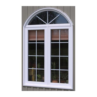 China Magnetic Plastic White Stained Glass Double Screen UPVC Style Casement French Windows Door for sale