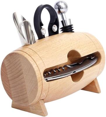 China Viable Wine Set in Case, Corkscrew/Bottle Opener, Pourer, Drip Ring and Wooden Stopper for sale