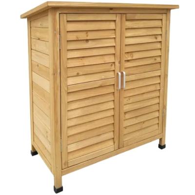 China Easily Assembled Weatherproof Solid Wood Outdoor Shelves Waterproof and Sunscreen Tool Garden Balcony Yard Locker Outdoor Storage Cabinet for sale