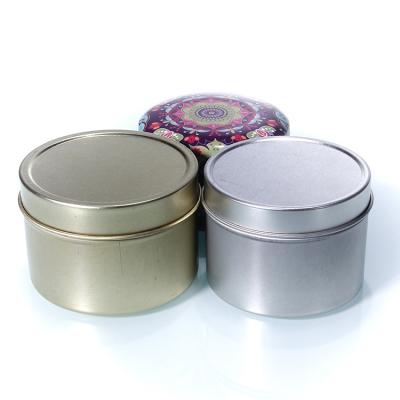 China Eco-friendly Recyclable 6oz Custom Printed Metal Candles Tin Containers With Lid Empty Gold Travel Candle Tins for sale