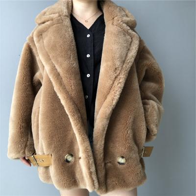 China 2021 Fashion Women's Warm Fur Teddy Coat Women Winter Coats Breathable Teddy Real Sheep Fur Coats for sale