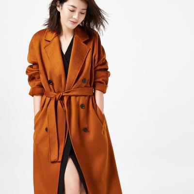 China Mao Mao Fur Latest 100% Cashmere Wool Anti-Shrink Coats With Belt Female Warm Double Faced Wool Coat for sale