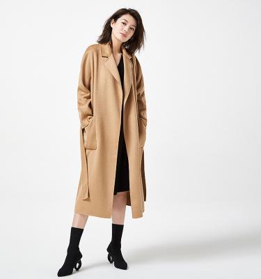 China Mao Mao Fur 2019 New Winter Women's Anti-Shrink Coat Double Face Woolen Coat Turn-Down Collar With Belt for sale