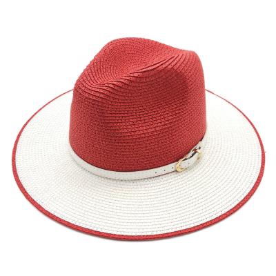 China Wholesale Eco-Friendly Unisex Cowboy Women Summer Breathable Sun Fedora Panama Boater Cap Straw Floppy Hats With Belt for sale