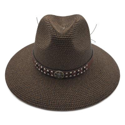 China Straw Beach Panama Fedora Wear Sun Summer Women Straw Wide Brim Custom Color Black Paper Hat Men Eco-Friendly Plain for sale