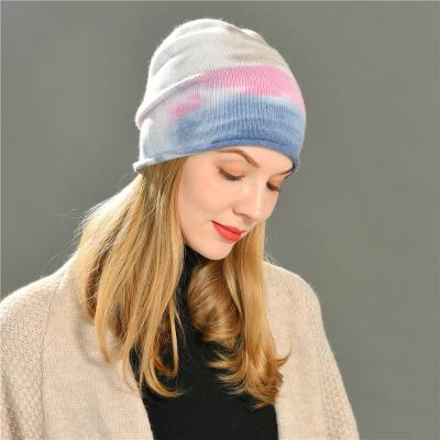 China Fashionable Blend COMMON Slouch Cashmere Beanie Winter Hat Warm Women Slouch Winter Hat Tie Dye Knit Hat for sale