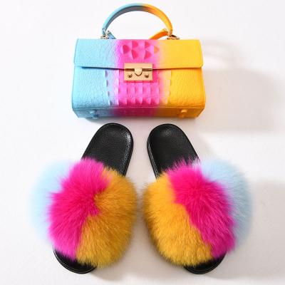 China 2021 Fashion\Colorful Matching Fur Crocodile Purse Women Slips Purse And Comfortable New Arrival Fur Slips Slippers Purses And Fur Slides for sale