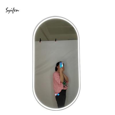 China Newest Fashion Illuminated Modern Wall Mirror Hotel Bathroom Led Integral Mirror for sale