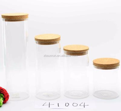 China High Sustainable Hot Selling Borosilicate Glass Storage Jar With Cork Lid For Food for sale