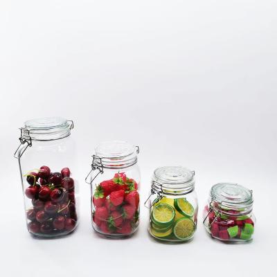 China Good Hot Selling Glass Sealing Mason Jar Food Jar Storage Jar With Glass Lids For Kitchenware for sale