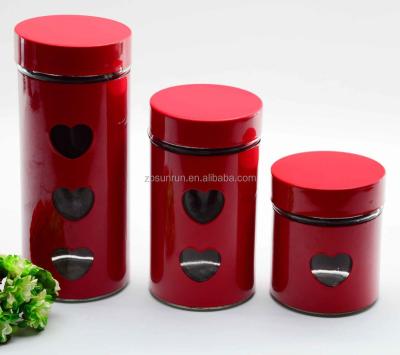 China Sustainable Glass Spice Jar With Customized Color S/S Coating And Heart-shape Window Food Grade for sale