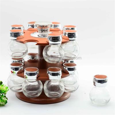 China Sustainable Food Safe Pepper 16pcs Glass Spice Jar With Rack Wholesale for sale