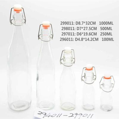 China Different size workable round glass bottle with metal clip with high quality for sale