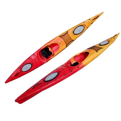 China Entertainment and Fishing Factory Direct LLDPE High Quality Plastic Canoes Traveling Sit In Kayak One Person Canoe with Accessories for sale