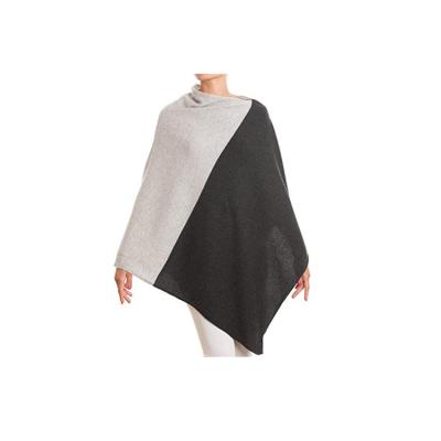 China Soft Breathable Women's 100% Cashmere Knitted Poncho Bicolor Sweater for sale