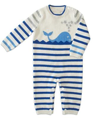 China 100% Cashmere Newborn Baby Boy Striped Romper Long Sleeve for sale