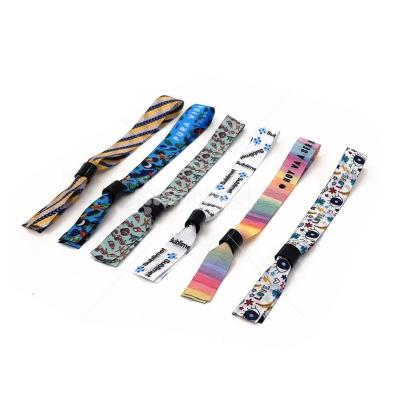 China Eco-Friendly Custom Logo Polyester Wristband With Plastic Sliding Closure for sale