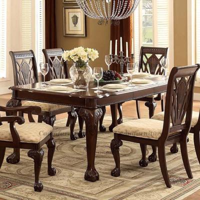 China Antique European Top Solid Wood Carved Wooden Dining Room Sets Traditional Style Dining Table Factory Directly for sale