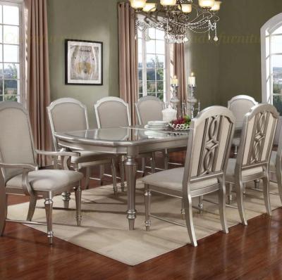 China American Design Gold Color Paint Wood Top Modern Dining Table With Long Chairs Luxury Dining Table Sets for sale