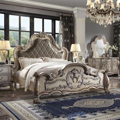 China (Size)Adjustable Luxury European Traditional Design Bedroom Furniture Set Genuine Leather Luxury American Bedroom Sets for sale