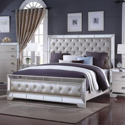 China American Design Bedroom Furniture Adjustable Mirrored Bed King Size Bedroom Furniture Latest Mirrored Bedroom for sale