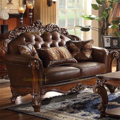 China Italy Design Living Room Sofas Cover Sofas Genuine Leather Wood Carved Luxury European Luxury Exclusive Sofas for sale